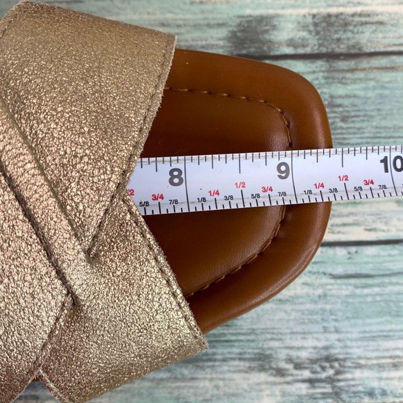 Crown Vintage Chalina Platform Sandal Womens Size 7.5M Gold Leather Wedge Heels - Picture 8 of 12